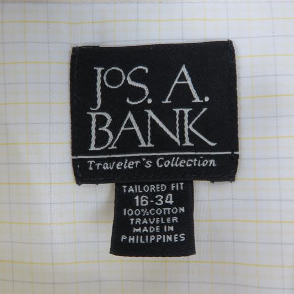 Jos. A. Bank Traveler's Collection Button Down Shirt Yellow Plaid Size 16-34 - Picture 4 of 5